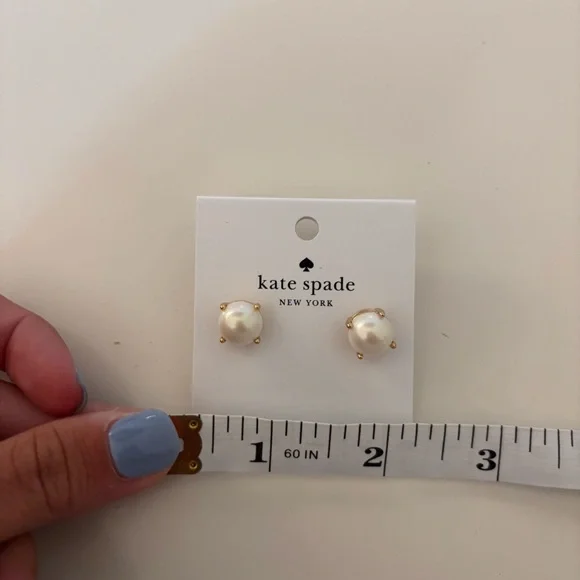 Kate Spade Gold and Cream Stud Earrings - Picture 3 of 3